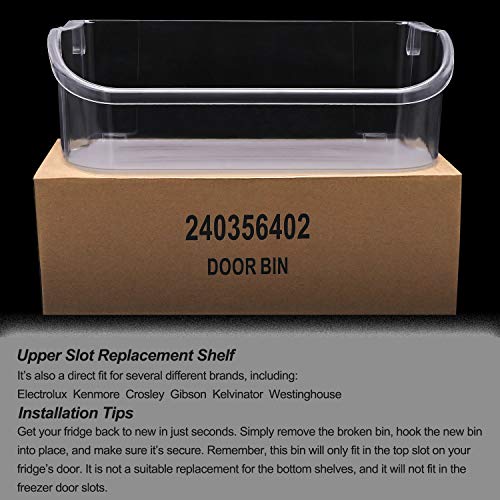 240356402 Refrigerator Door Shelf Bin(2 pack) by Romalon Part#240356407 240356408 240356410 891214 AP2549958 PS430122 240356401 240430312, Clear Plastic - Thumbnail 7