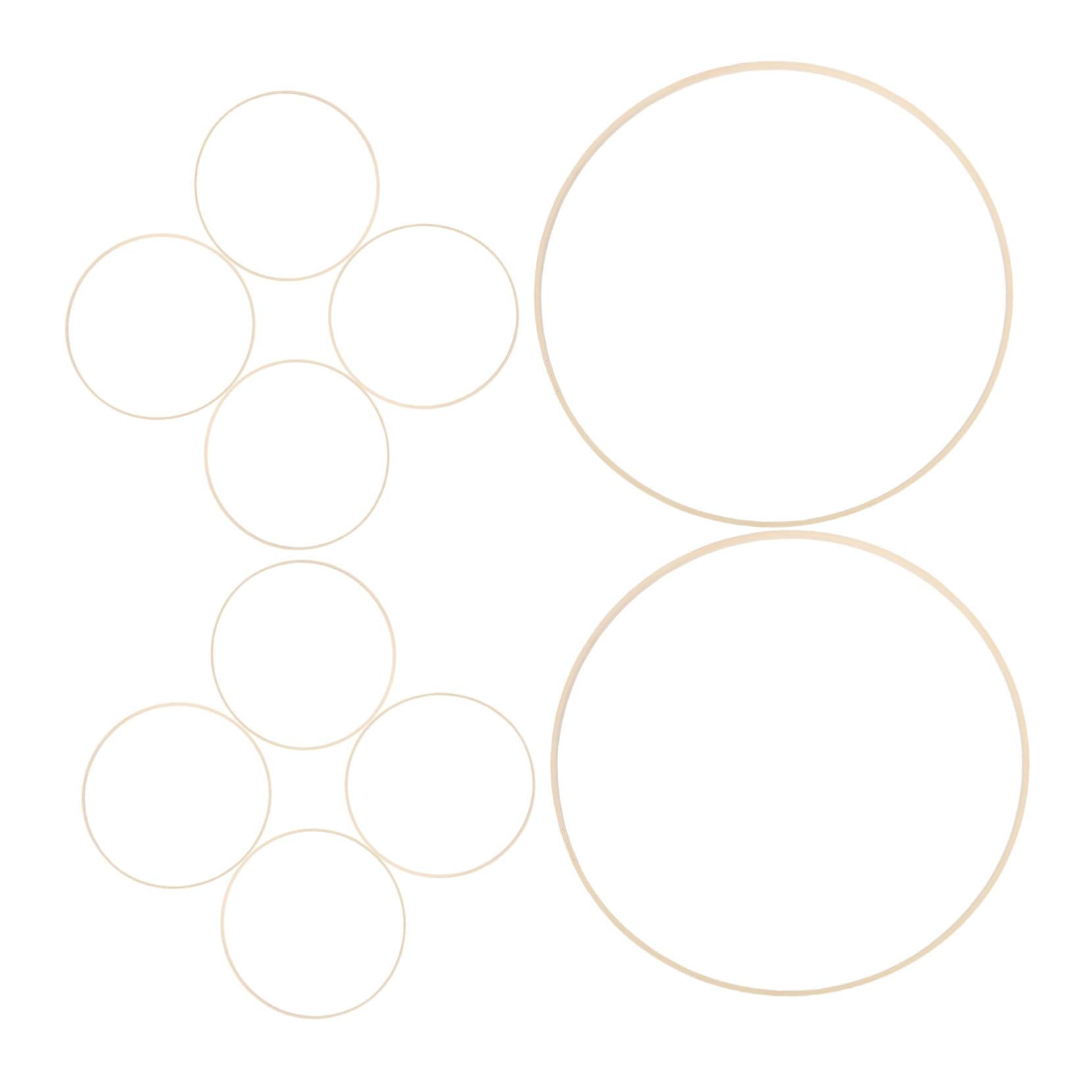 Aros de Macramé de Bambú 40 Cm para Manualidades 10 Piezas Beige Naturales para Decoración DIY Bodas y Hogar