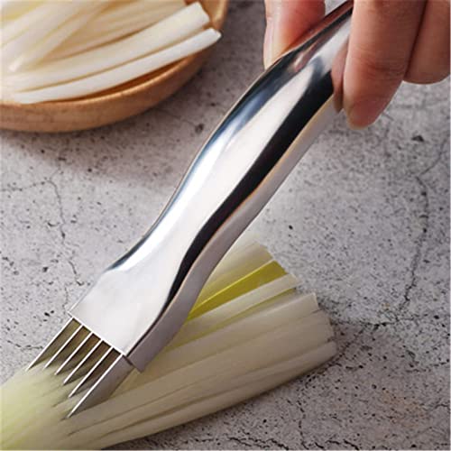 Stainless Steel Chopped Onion Cutter, Multi-Functional Foods Speedy Chopper Onion Knife Kitchen Tool Slice Cutlery Vegetable Sharp Scallion Shred Cutter #TOP3
