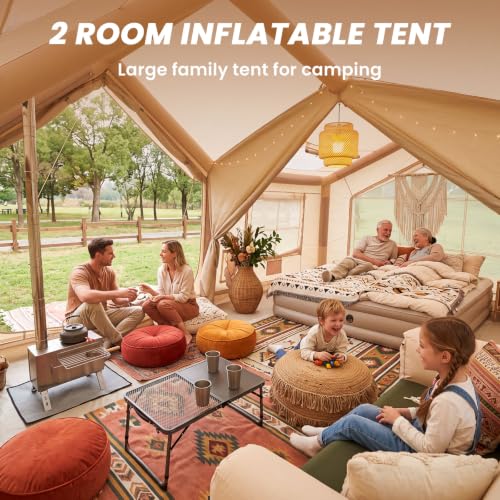 Carpa Inflable para Camping FICISOG Modelo CQ10KK-BS para 10 Personas Color Khaki miniatura 2