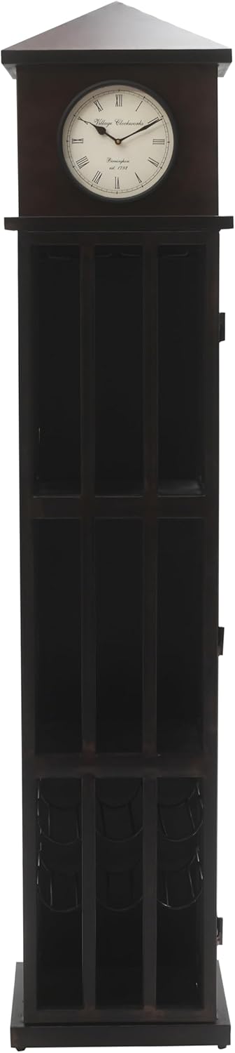 Jofran Glory Days Vintage Telephone Booth Clock Tower Lounge Bar Cabinet with Wine Rack and Storage, Watchtower