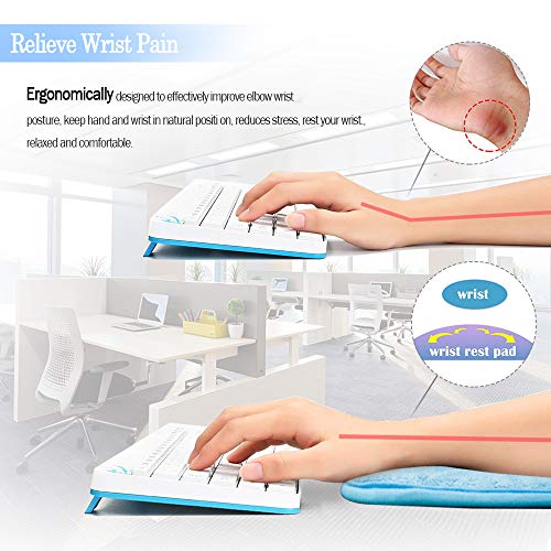 Image of 2 Pack Portable Computer Elbow Wrist Pad, Hatisan Premium Memory Cotton Desktop Keyboard Arm Rest Support Mat for Office Home Laptops - More Comfort & Less Strain(7.9 x 11.8 Inch) (Blue)