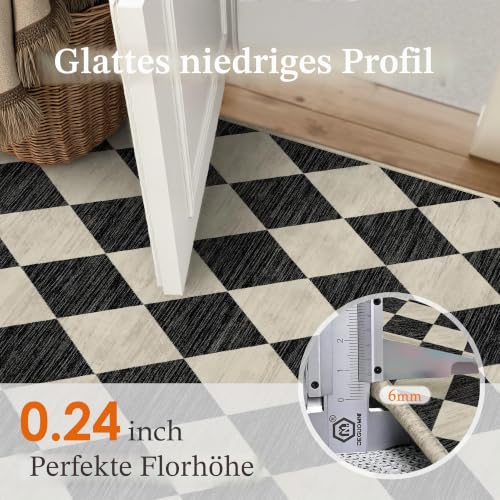PureCozy Teppich 160x230cm Schwarz Waschbar Moderne Kariert – Ansicht 5