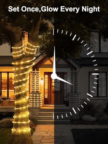 Dreamland 66FT Solar Rope Lights, Outdoor String Lights with Remote Control, 200 LED Tube Tree Lights IP65 Waterproof, 8 Lighting Modes Patio Garden Party Wedding Christmas Decorations, Warm White - image 5
