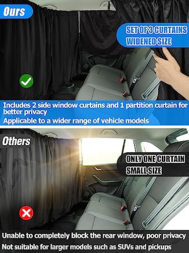 PAMASE Set of 3 Car Window Curtains