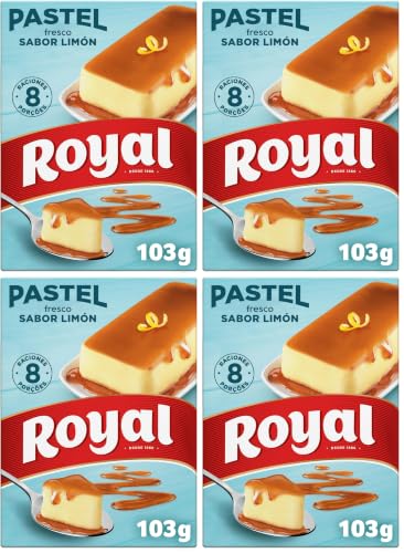 Royal Pastel Fresco Limón, Preparado en Polvo Sin Horno 8 Raciones, Pack 103 g (Paquete de 4)