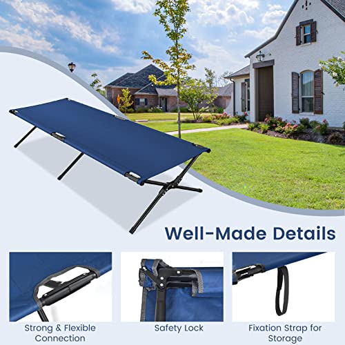 Goplus Folding Camping Cot With Carrying Bag, Portable Lightweight Outdoor Sleeping Cot For Adults Kids, 300Lbs Weight Capacity, Heavy-Duty Camping Cot Bed For Traveling, Hiking, Office Nap (Navy) #TOP3