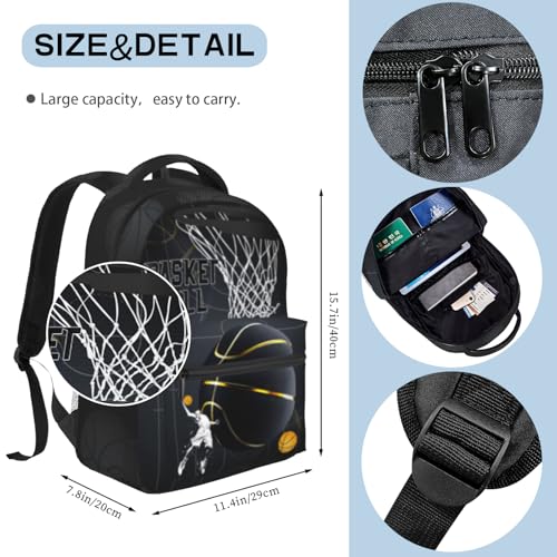 Basketball Backpack for Boys School Bag Sports Theme Boys Backpack for Kids Children Teens Elementary Middle School Bookbag Travel Back Pack for Age 6-182