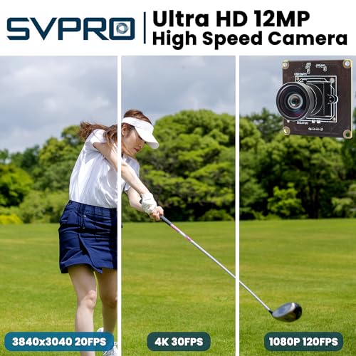 Image of SVPRO 12MP USB Camera Module, 4K 30fps Lightburn Camera 1080P 120fps High Speed with M12 Manual Focus Lens, IMX577 Wide Angle PC Cam for Raspberry Pi,Linux,Windows,Android,Mac OS