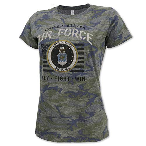Armed Forces Gear United States Air Force Ladies Vintage Camo Stencil T-Shirt, Large