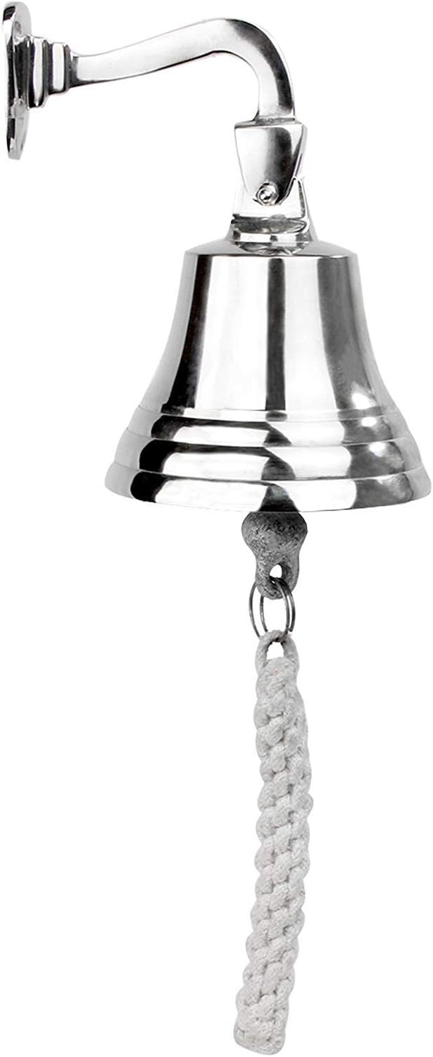 Nautical Themed Silver Ship Bell Ringer Wall Mounted Traditional Door Ship Bell Rustic Vintage Home Decor Gifts