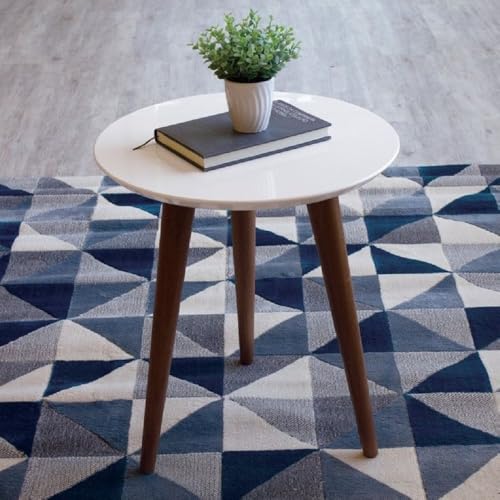 Image of End Table Wooden Side Table Foldable Round Shaped Side Table /Tea Coffee Breakfast Table Modern Living Room,or Apartments (Brown White)