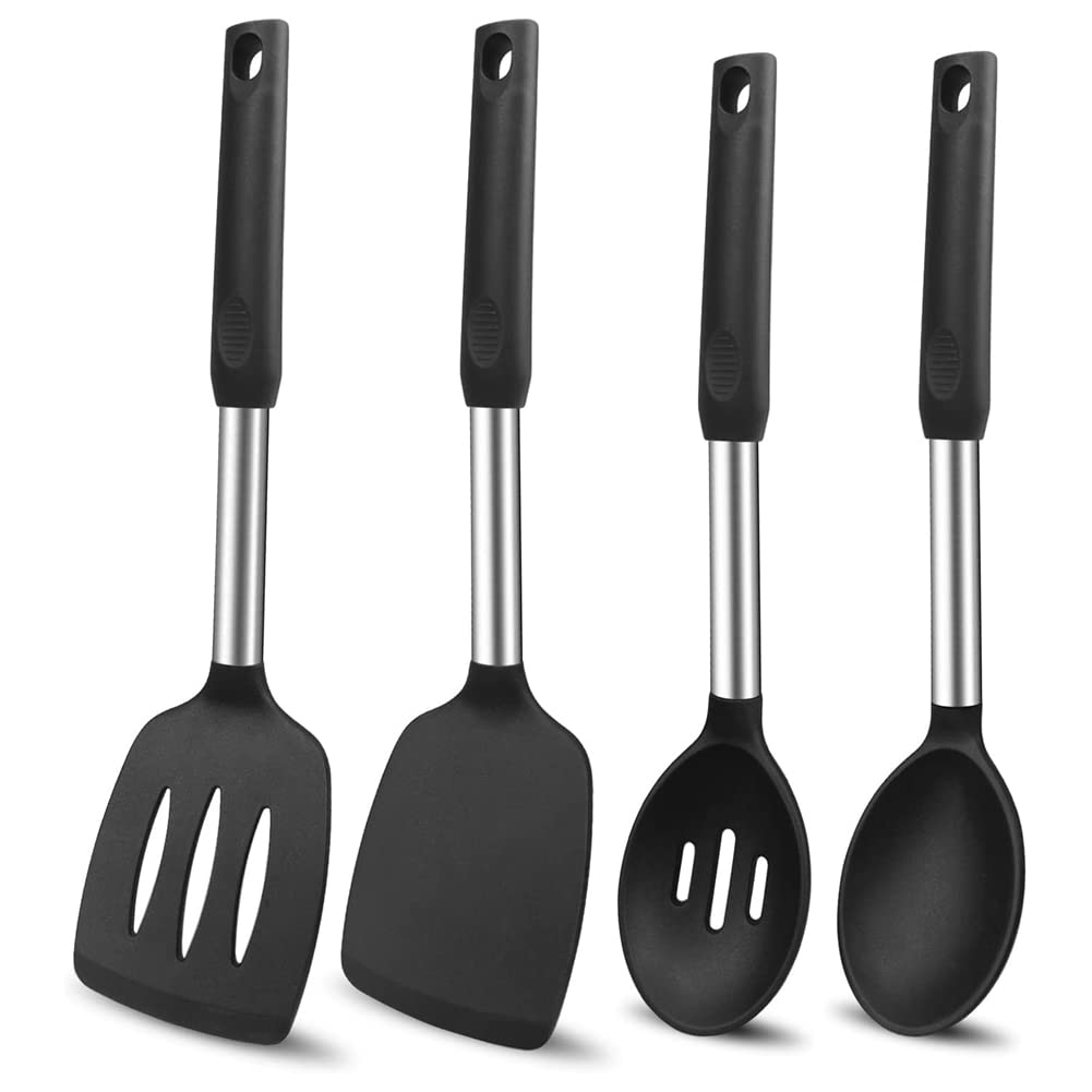 CTRLZS Silicone Cooking Spatulas and Spoons Heat Silicone Cooking Utensils Set Non Stick Large Kitchen Spatula