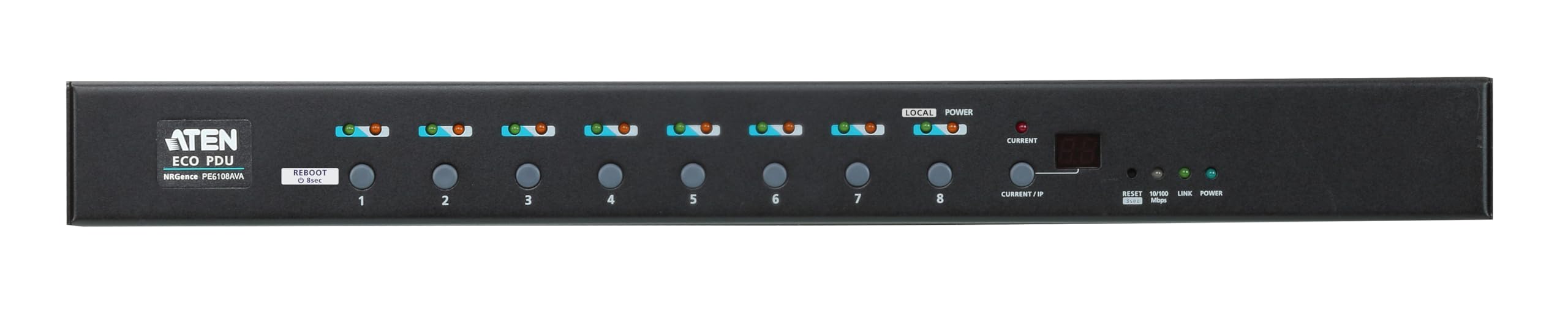 ATEN PE6108AV 1U Rack 8 Outlet ECO Intelligent PDU for Pro AV Applications