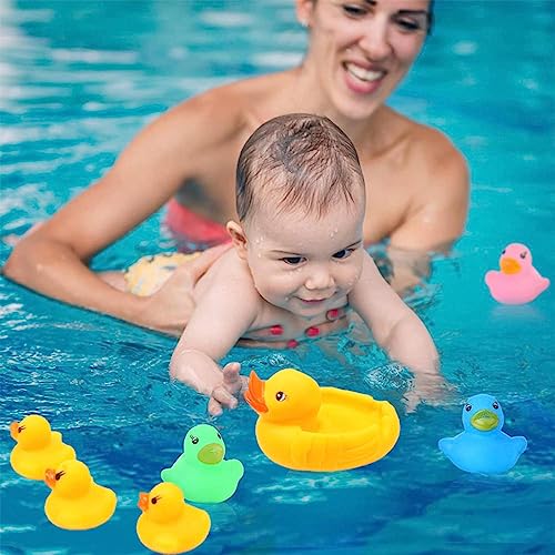 لعبة حوض استحمام على شكل بطة مطاطية، لعبة استحمام للأطفال الصغار على شكل أسرة بط مطاطية للأولاد والبنات (البطة الأم والأطفال) - 4 قطع