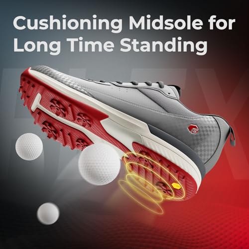 FitVille Men's Golf Shoes Extra Wide Fit Spiked Golf Shoes Comfortable Non Slip Outdoor Casual Sneakers Trainers Dark Grey - Image 5