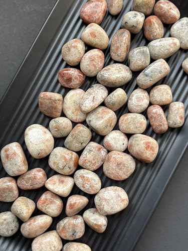 Image of Tumbled Stones, Natural Crystal Healing Stones, Home Office Decor, Aquarium Decorative Pebbles, Vase Fillers (Sunstone, 50)