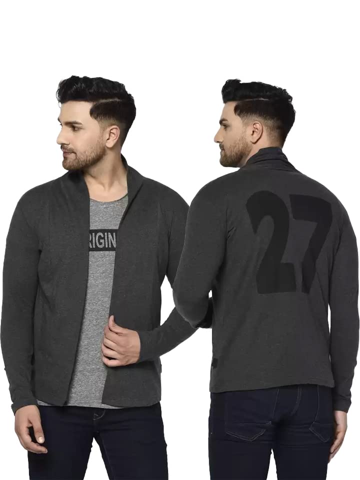 Men Numeric Back Print Cotton Long Sleeves Open Cardigan | Full Sleeves Printed Shrug for Men-image-43