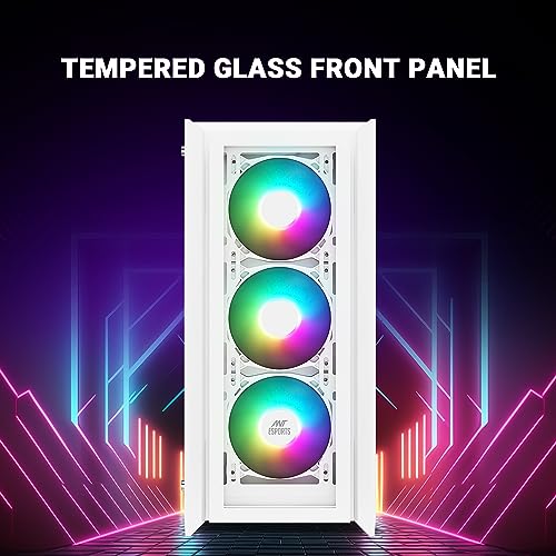 Ant Esports ICE-170TG Mid-Tower Computer Case/Gaming Cabinet - White | Support ATX, Micro-ATX, ITX | Pre-Installed 3 Front Fans & 1 Rear Fan - Image 3