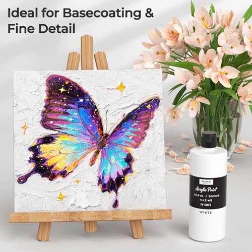 Image of Nicpro 3 Pack White Large Acrylic Paint (16.9 oz, 500 ml), Rich Pigments