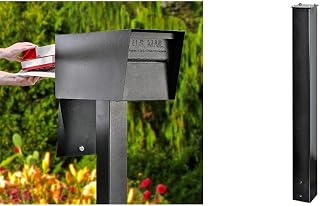 Mail Boss 7526 Mail Manager Street Safe Locking Security Mailbox (Black) and Mail Boss 7121 Black In-Ground Mounting Post, 43 x 4 x 4 inches