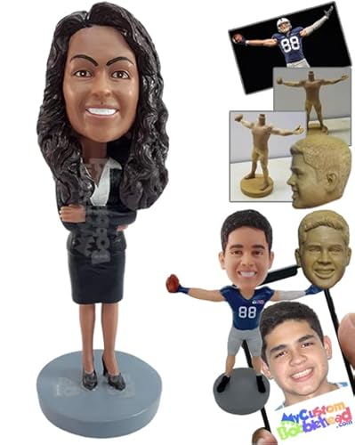 Custom Bobblehead Dazzling Young Lawyer with arms Folded Wearing a Beautifull Dress - Careers & Prof