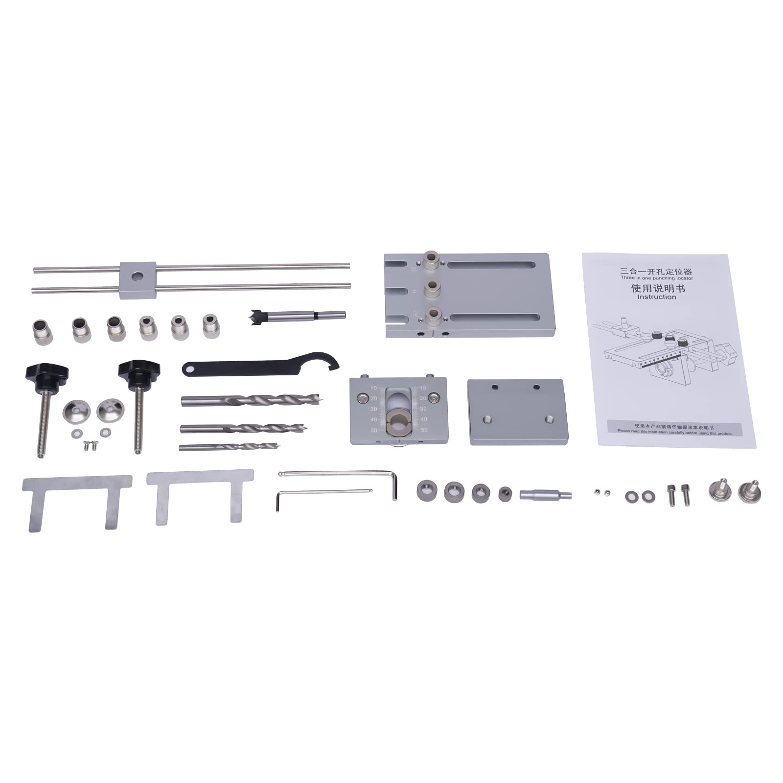 3 in 1 Bohrschablonen-Set, 6/8/10MM Zentriert Aluminium-Legierung 6061 Schnell Dübellehre Bohrlehre Bohrhilfe Doweling Jig Taschenloch-Bohrhilfe für Haus Fabrik Schule Holzbearbeitung
