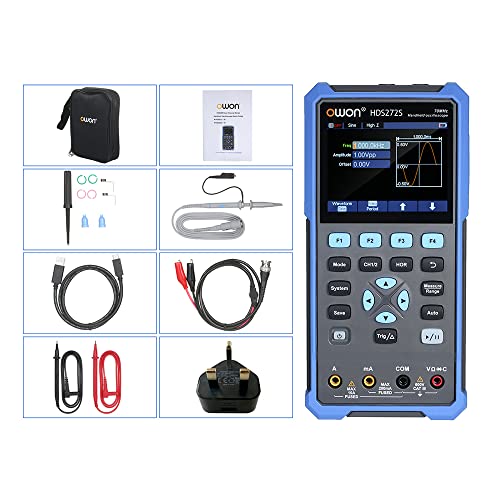 OWON HDS272S 3 in1 Handheld Digital Oscilloscope Waveform Generator Multimeter 2CH USB Type C 70MHz 3.5 LCD Test Meter