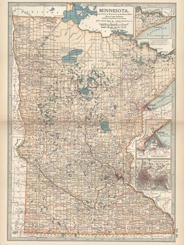 ART.COM Wall Art Print Map of Minnesota by Encyclopaedia Britannica, 18' x 24'