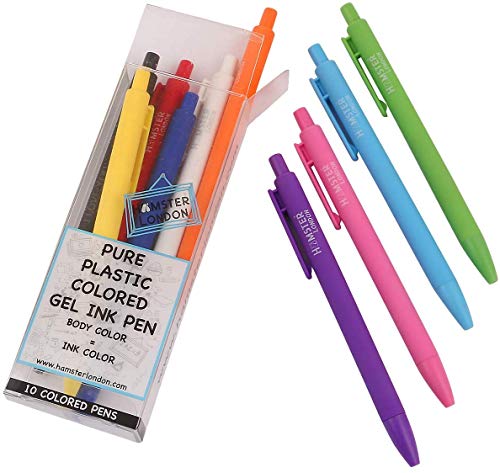 Image of HAMSTER London Pure 10 Coloured Gel Ink Pen, Gel Ink Pens, Color Ink Pens, Pen for Gift, Pack of 10
