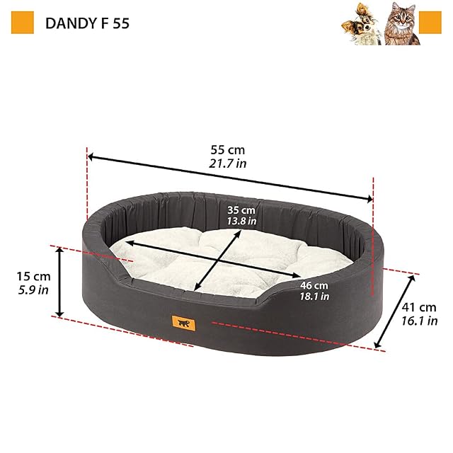 Foto 3 de 3 de Ferplast Cama para Perros Dandy - Cojín Extraíble y Lavable, Funda Reversible de Algodón y Peluche…