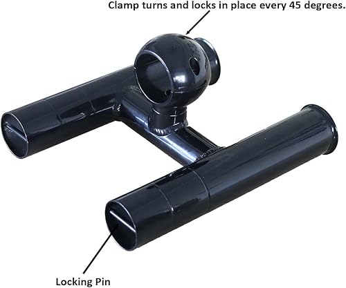 Miniatura 7 de T-Top soporte para caña de pescar doble aluminio con abrazadera para 1-12 ", 1-78 ", 2 pulgadas horizontal o vertical torre de pescaposte