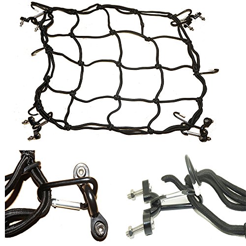 Premium Kayak Deck Cargo Net Kayak Cargo Bungee Net Hitch Mount Cargo Carrier ?30 CM x 30 CM?- thick Cord - 6 Hooks - 4 pad eyes ?Includes screws and nuts?- 4 Carabiner
