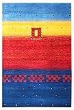 Herkunft: Indien Teppich und Teppich, Gabbeh Muster, traditionell, handgeknüpft, modernes Design, 140 x 200 cm, Blau