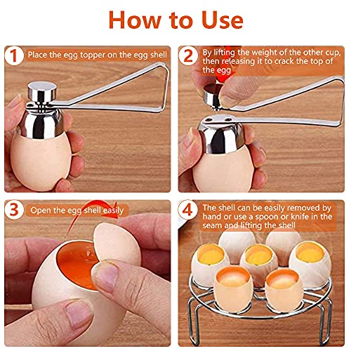 TANCUDER 6 Stück Eierbecher Lustig Eierbecher Set Eieröffner Eierbecher Set Eierständer Eierhalter mit Edelstahl Eiöffner Eier Cutter Eierköpfer für Backen, Frühstück, Dessert – Bild 7