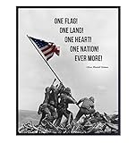 American Flag Wall Art - Marine Flag - Iwo Jima Wall Art Decorations - Marine Corps Photo - Patriotic Gifts for Men, Military Veterans - Office, Living Room, Den, Man Cave Home Decor - 8x10 Unframed