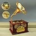 Hewnda Gramophone Music Box, Classical Trumpet Gramophone Cosmetic Box and Jewelry Box Home Decoration (Brown)
