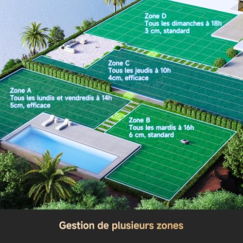 DREAME A2 Robot Tondeuse sans Fil Périphérique, 3D-LiDAR OmniSense 2.0 avec Caméra IA, Cartographie Double Fusion Pelouses 3000 m², évitement d'obstacles, EdgeMaster, Moteur Silencieux, Pente 26,5°