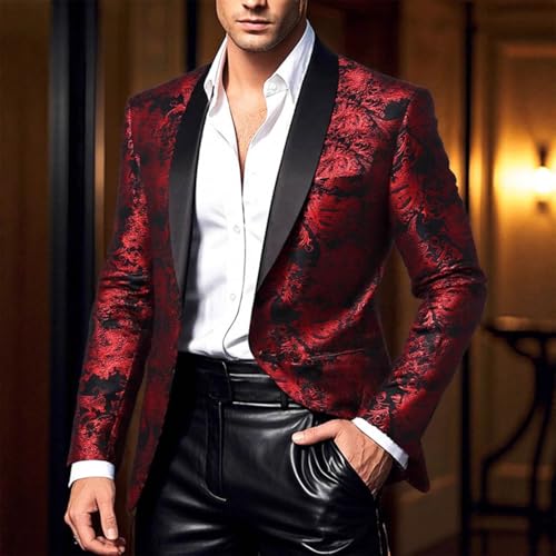 Men's Sport Coats & Blazers Flower One Button Paisley Tuxedo Mardi Gras Carnival Parade Suit Jacket Cocktail Attire Outfit2