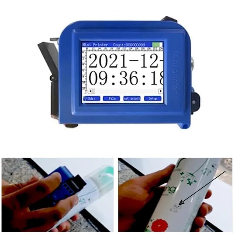 Universal Seal Mini Handheld Inkjet Printer | Touch Screen Date, Batch & Barcode Coding Machine with Black Solvent Ink Cartridge