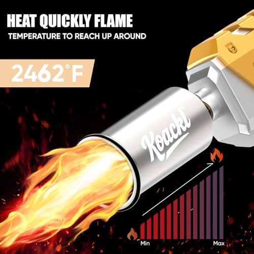 Image of Koackl 25.8 inch CSA Propane Torch Gun 2372F Adjustable Flame BBQ Welding | Powerful Flamethrower Blow Torch, Instant Piezo Ignition, Ergonomic Grip; Weed Burner, Melts Ice; for Camping, Welding, DIY
