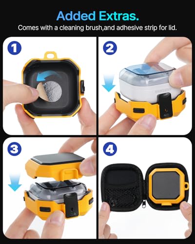 Image of Safety Lock Case for Samsung Galaxy Buds 4 Pro /for Galaxy Buds 4 Case (2026) [Compatible with MagSafe] with Cleaning Kit & Keychain,(Yellow)