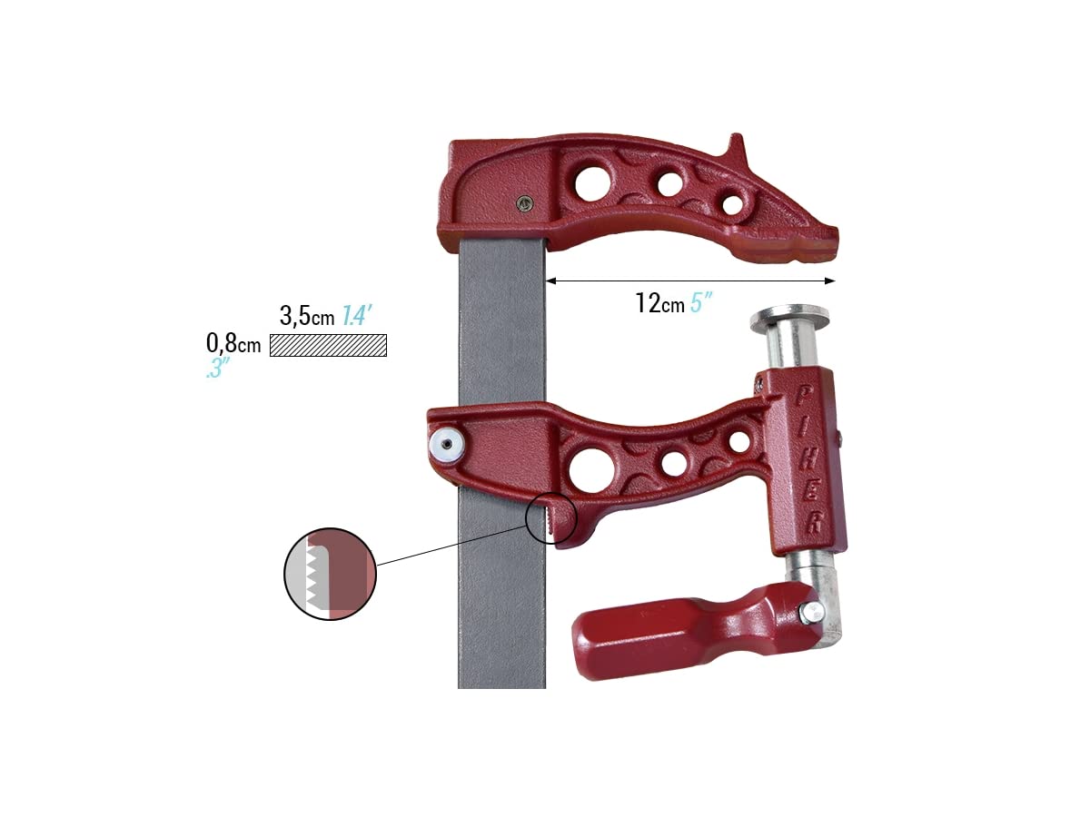 Piher Maxipress F Lote de 2 abrazaderas de alta performance - Fuerza de apriete de 1000 kg - Rosca protegida - Ideal para soldadura (50 cm)
