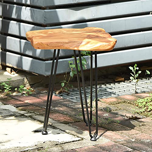 Effibuild Live Edge Side Table With Hairpin Legs, Natural Wood End Table, Nightstand For Bathroom And Living Room, 20 Inch Tall #TOP5