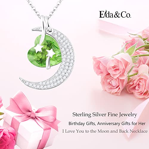 Peridot Necklace For Women Birthday Gifts Mom Wife I Love You To The Moon And Back Jewelry August Birthstone Sterling Silver Heart Moon Jewelry #TOP1