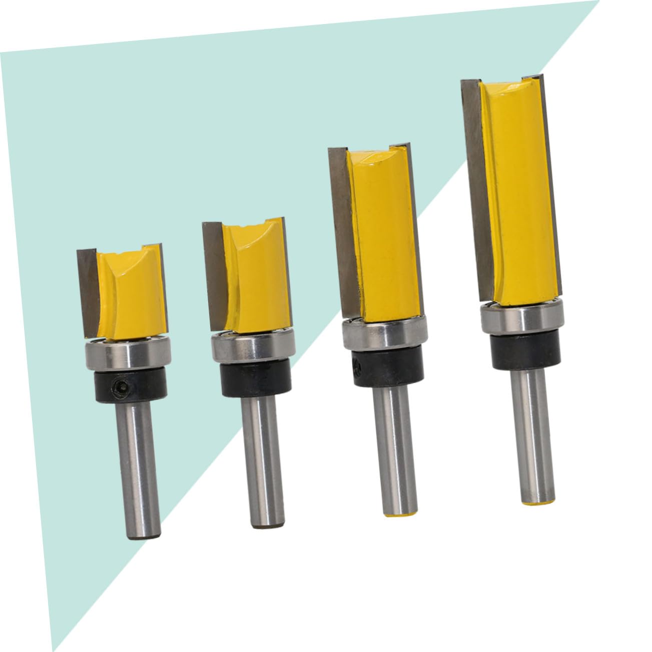 4pcs Flush Trim Router Bits Woodworking Trimming Milling Tool for Edging Grooving Carving Wood MDF Plywood Alloy Construction for Precision and Durability