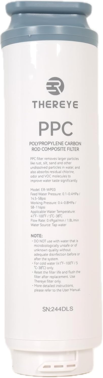 Thereye PPC Water Filter Element For 700 GPD Undersink Tankless Water Filter, Blue, WP03
