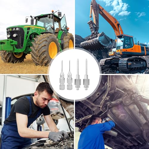 Image of Gosknor 4pcs Grease Gun Needle Nozzle Kit, 2 Grease Gun Needle Dispensers & 2 Grease Needles Iron Grease Gun Nozzle Adapter Set Needle Tip Fitting Tool Accessories for 1 /8 Inch NPT Threads