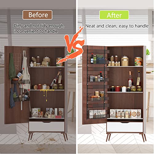 Coonoor 8 Tier Over The Door Pantry Organizer,Adjustable Baskets Closet Organizer Hanging Rack Spice Space Saver,Black #TOP4