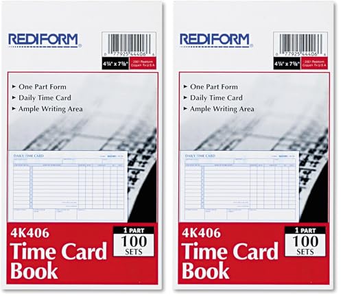 Image of Rediform Time Card Pad, Daily, 2-Sided, Manila, 4.25 inch x 7 inch, 100 Cards (4K406) (Pack of 2)